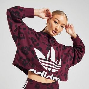 Adidas Cropped Leopard Trefoil Hoodie